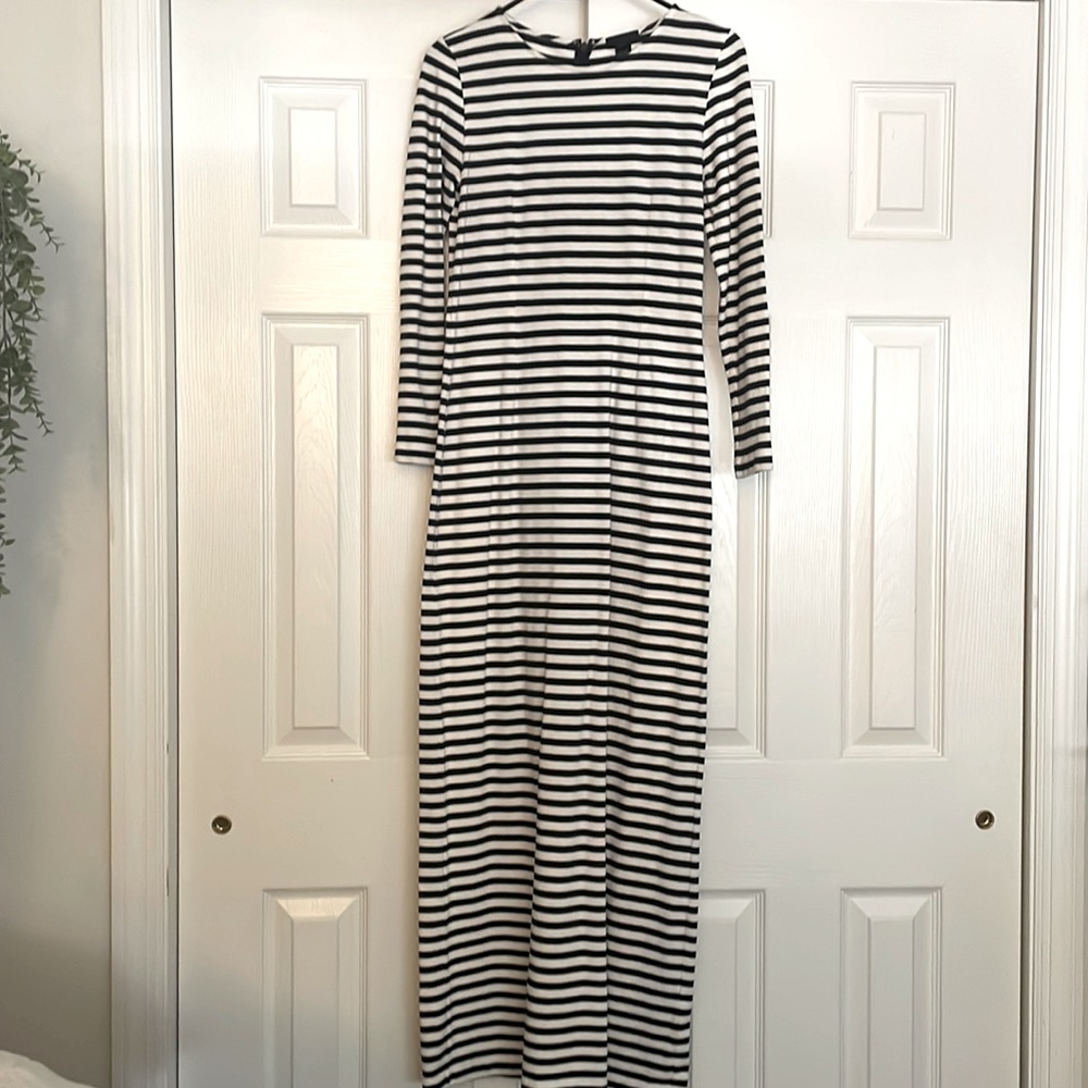 J Crew Long Sleeve Navy/White Striped Nautical Dress
